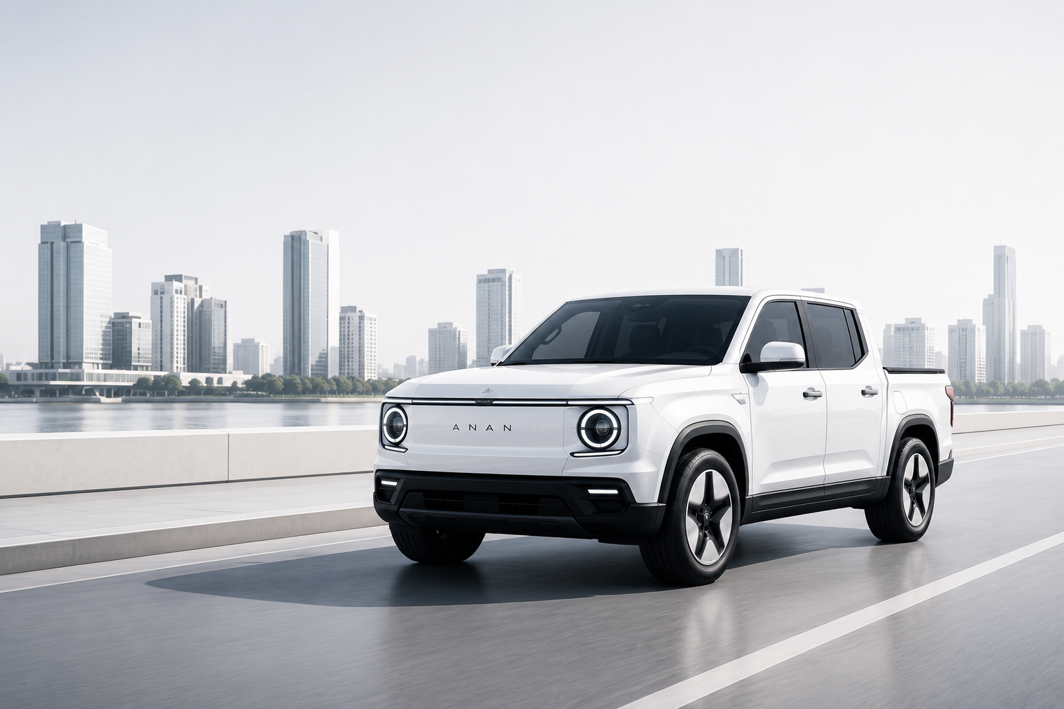 ANAN A1T electric pickup on an urban road